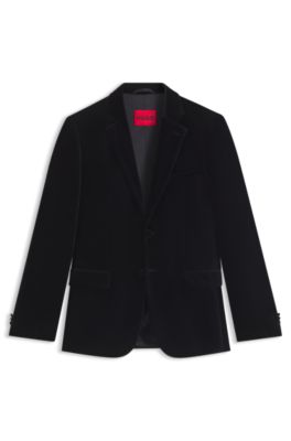 Extra-slim-fit blazer in cotton velvet, Black