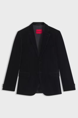 Blazer extra slim fit in velluto di cotone, Nero
