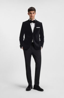 Extra slim-fit blazer van katoenfluweel, Zwart