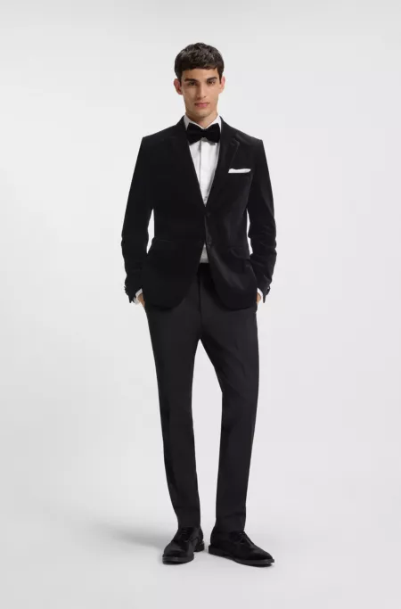 Extra-slim-fit blazer in cotton velvet