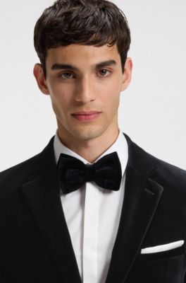 Extra-slim-fit blazer in cotton velvet, Black