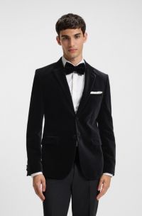 Extra-slim-fit blazer in cotton velvet, Black