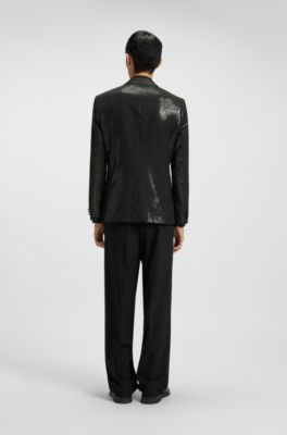 Extra slim fit-kavaj med paljetter, Svart