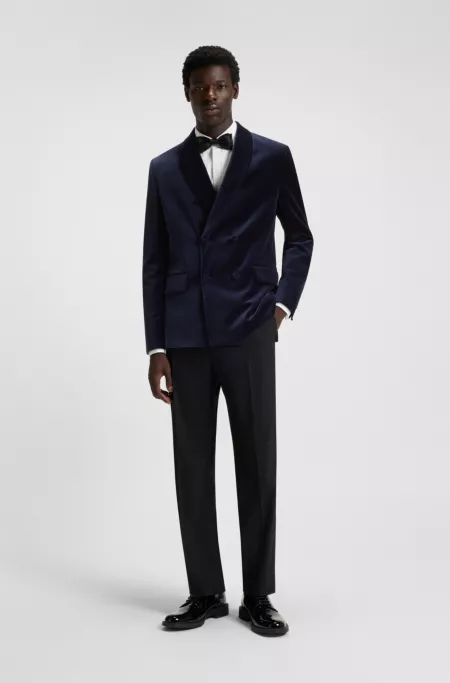 Modern-fit suit jacket in cotton velvet