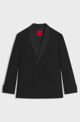 Modern-fit tuxedo jacket with shawl lapels, Black