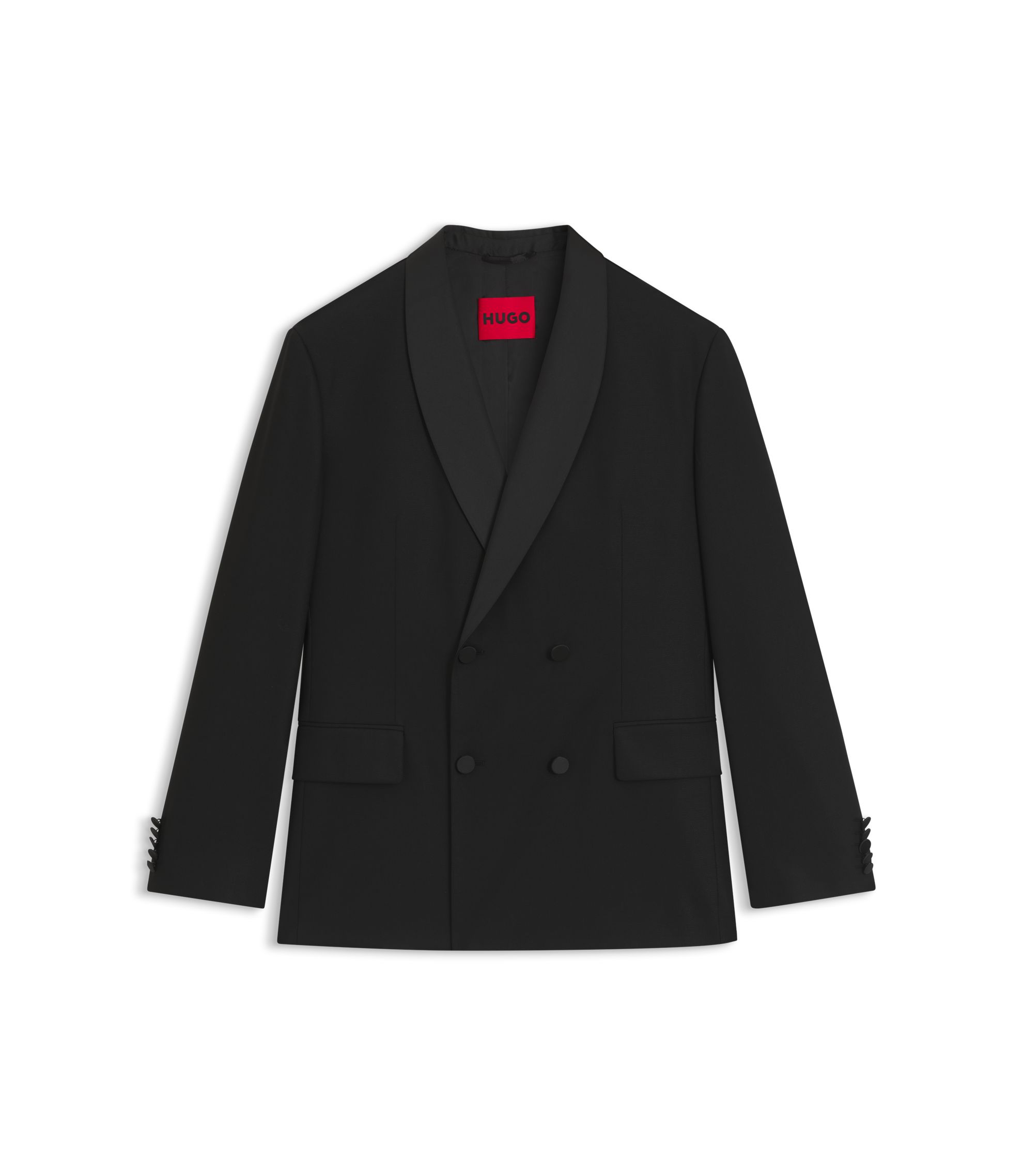 HUGOBOSS HUGO レザー バイカラー　ジャケット　タキシード 1ボタン HUGO - モダンフィット タキシードジャケット ショールカラー - ブラック