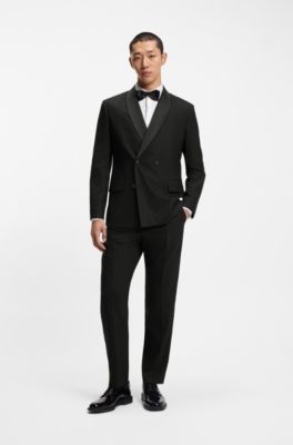 Modern-fit tuxedo jacket with shawl lapels, Black