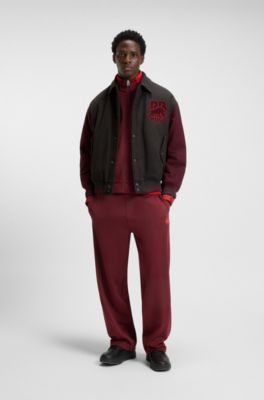 HUGO x RB regular-fit varsity-style jacket with bull graphics, Dark Grey