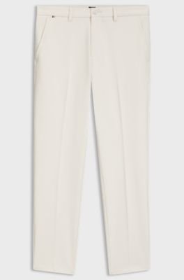 Slim-fit trousers in brushed herringbone, White