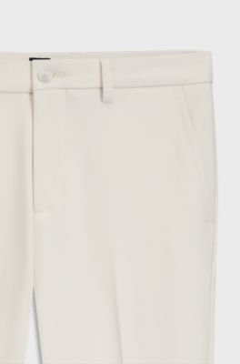 Slim-fit trousers in brushed herringbone, White