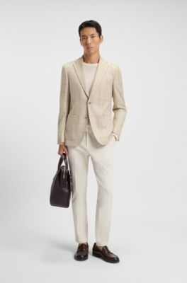 Slim-fit trousers in brushed herringbone, White