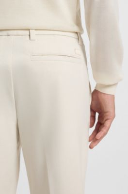Slim-fit trousers in brushed herringbone, White