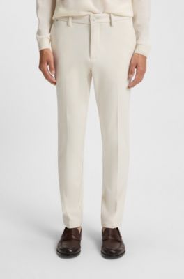 Slim-fit trousers in brushed herringbone, White