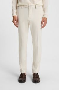 Slim-fit trousers in brushed herringbone, White