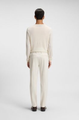 Slim-fit trousers in brushed herringbone, White