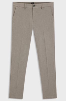 Slim-fit trousers in brushed herringbone, Light Brown