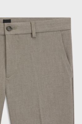 Slim-fit trousers in brushed herringbone, Light Brown