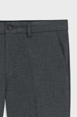 Slim-fit trousers in brushed herringbone, Dark Blue