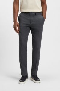 Slim-fit trousers in brushed herringbone, Dark Blue