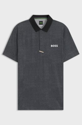 Polo deportivo Paddy en punto el&aacute;stico de secado r&aacute;pido, Gris oscuro