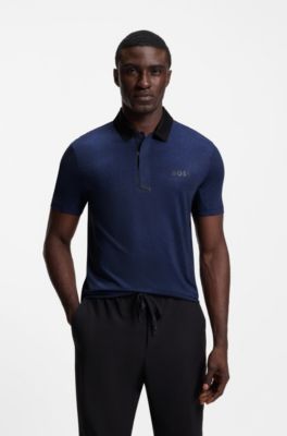 Active Paddy polo shirt in quick-dry stretch jersey, Dark Blue