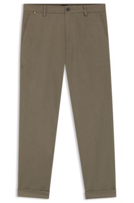 Modern-fit trousers in brushed twill, Brown
