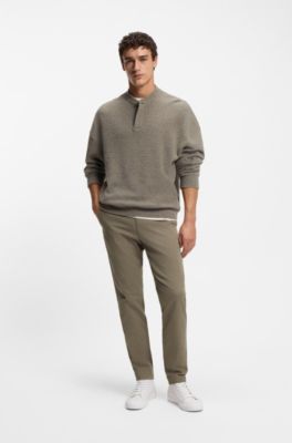 Modern-fit trousers in brushed twill, Brown