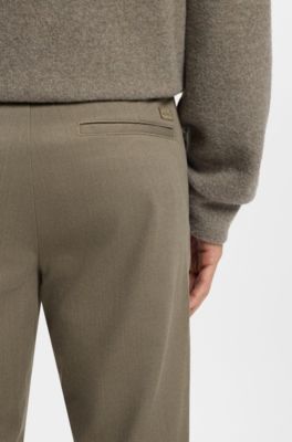 Pantalon Modern en twill bross&eacute;, Marron