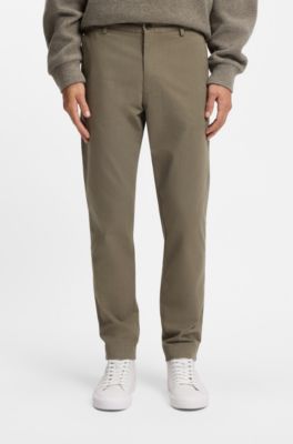 Modern-fit trousers in brushed twill, Brown