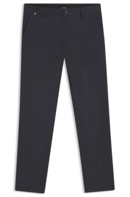 Modern-fit trousers in brushed twill, Dark Blue