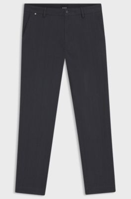 Modern-fit trousers in brushed twill, Dark Blue