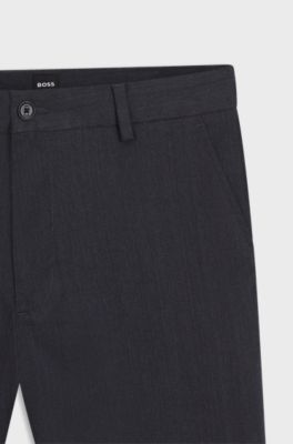 Modern-fit trousers in brushed twill, Dark Blue