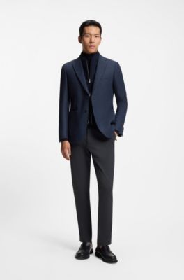 Modern-fit trousers in brushed twill, Dark Blue