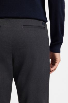 Pantalon Modern en twill bross&eacute;, Bleu fonc&eacute;