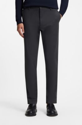 Pantalon Modern en twill bross&eacute;, Bleu fonc&eacute;