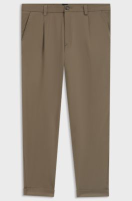 Tapered-fit trousers in stretch cavalry twill, Light Brown