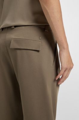 Tapered-fit trousers in stretch cavalry twill, Light Brown