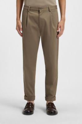 Tapered-fit trousers in stretch cavalry twill, Light Brown