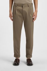 Tapered-fit trousers in stretch cavalry twill, Light Brown