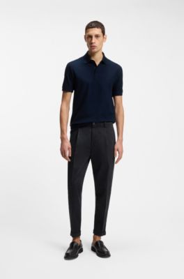 Tapered-fit trousers in stretch cavalry twill, Dark Blue