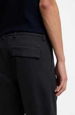 Tapered-fit trousers in stretch cavalry twill, Dark Blue