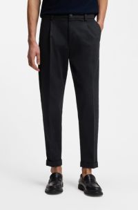 Tapered-fit trousers in stretch cavalry twill, Dark Blue