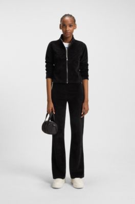 Logo-embossed zip-up sweatshirt in a cotton blend, Black