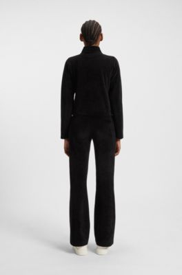 Logo-embossed zip-up sweatshirt in a cotton blend, Black