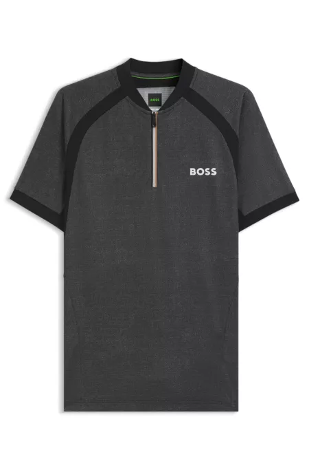 Polo Slim en jersey mesh à encolure zippée