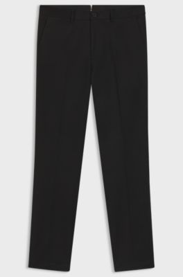 Slim-fit trousers in cotton, cashmere and stretch, Black