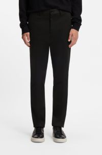 Slim-fit trousers in cotton, cashmere and stretch, Black
