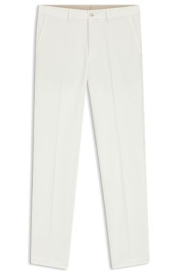 Slim-fit trousers in cotton, cashmere and stretch, White