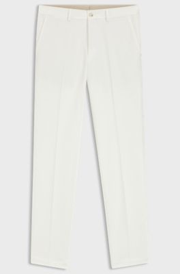 Slim-fit trousers in cotton, cashmere and stretch, Natural