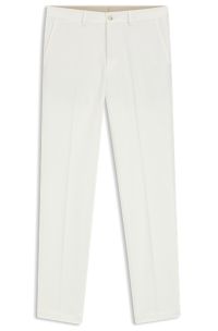 Slim-fit cotton-blend trousers, Natural